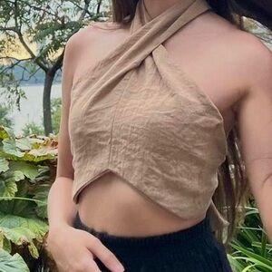 H&M linen Brown Halter Top